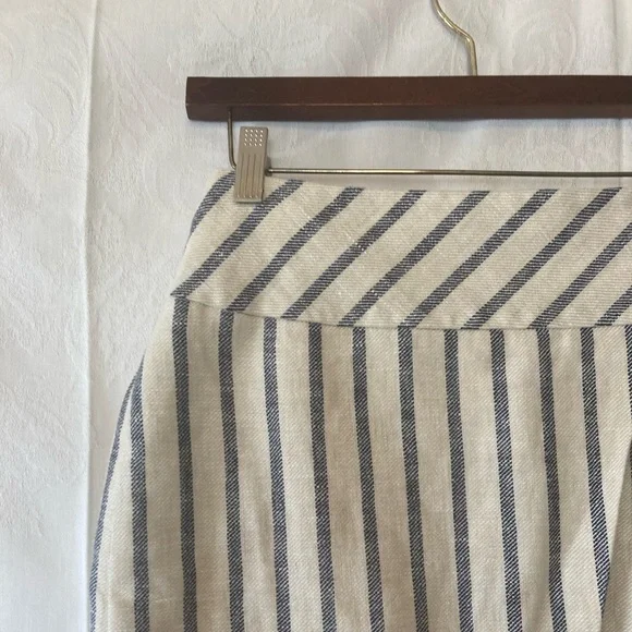 J. Crew Size 2 Linen and Cotton Blue and Off White Skirt Beach Summer Spring - Picture 2 of 5